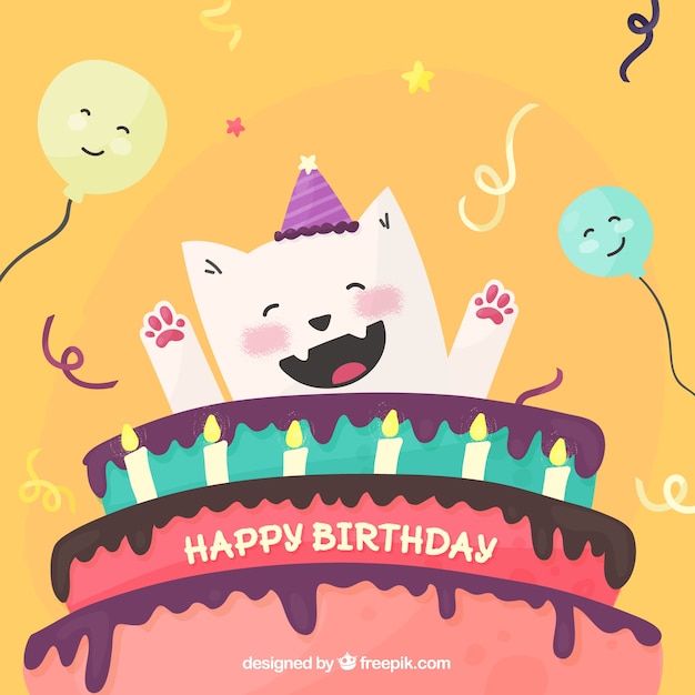 Colorful birthday background with flat deisng