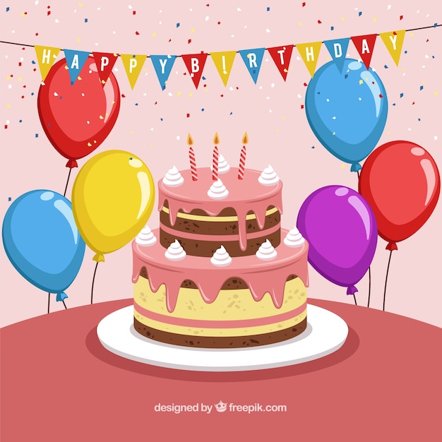 Free Vector colorful birthday background with flat deisng