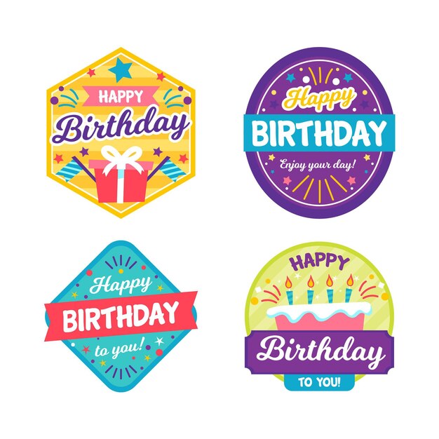 Colorful birthday badges collection