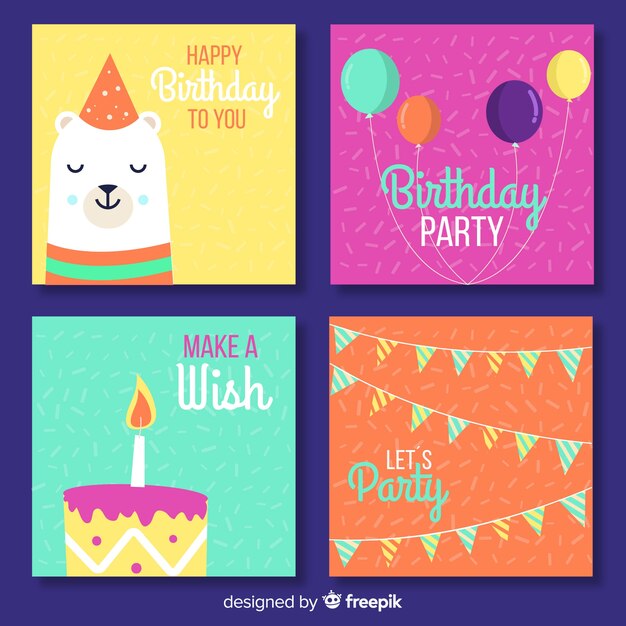 Colorful birthday card collection