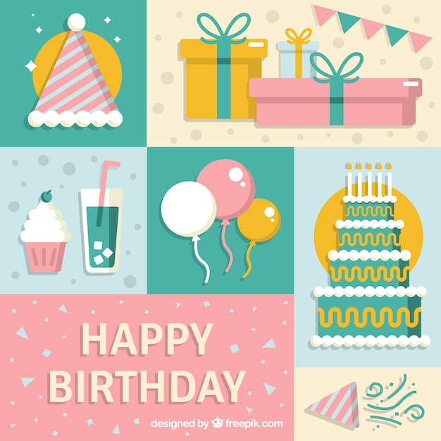 Colorful birthday composition with lovely style