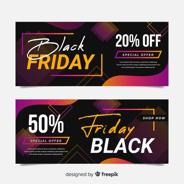 Colorful black friday banners in flat design