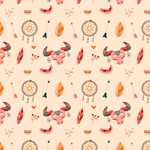 Colorful boho style pattern design