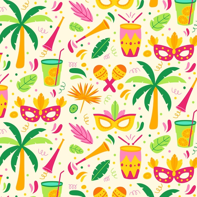 Colorful brazilian carnival pattern flat design