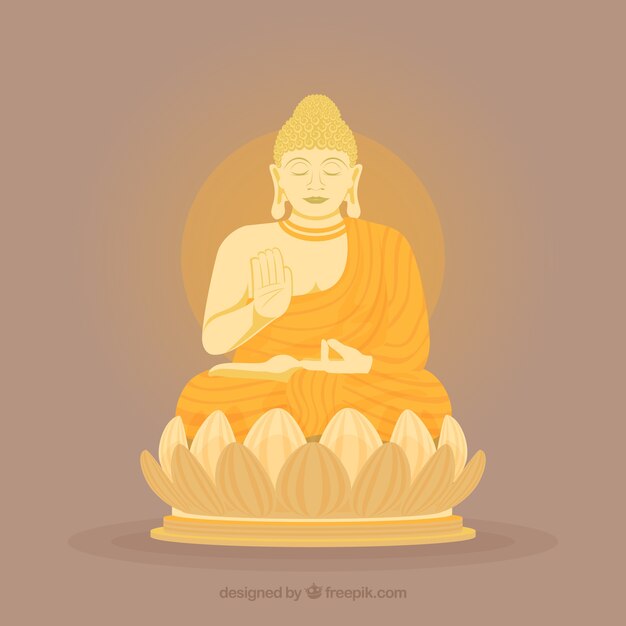 Colorful budha with flat design