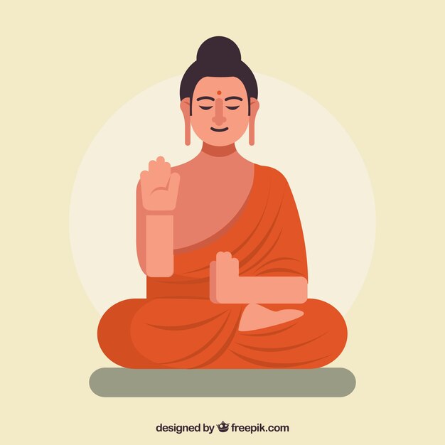 Colorful budha with flat design