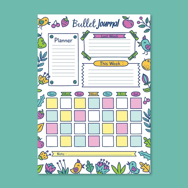 Free Vector colorful bullet journal planner