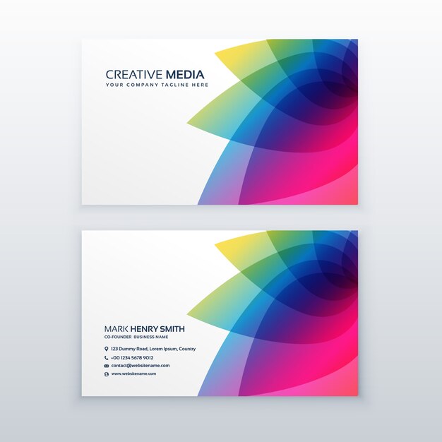 Colorful business card design with abstract petal style