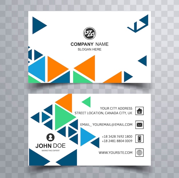 Colorful business card with triangles