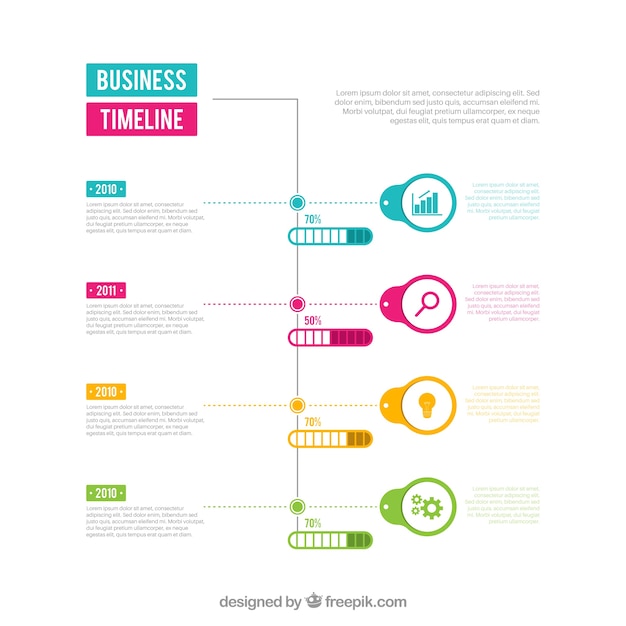 Colorful business timeline with flat design