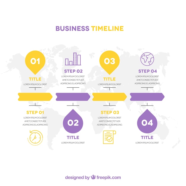 Colorful business timeline with flat design