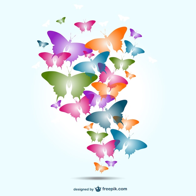 Free Vector colorful butterflies flying high