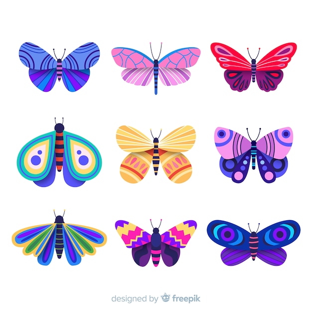 Free Vector colorful butterfly collection