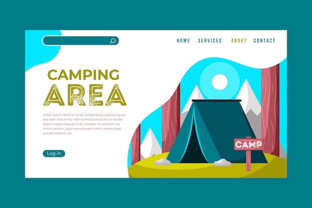 Free Vector colorful camping landing page