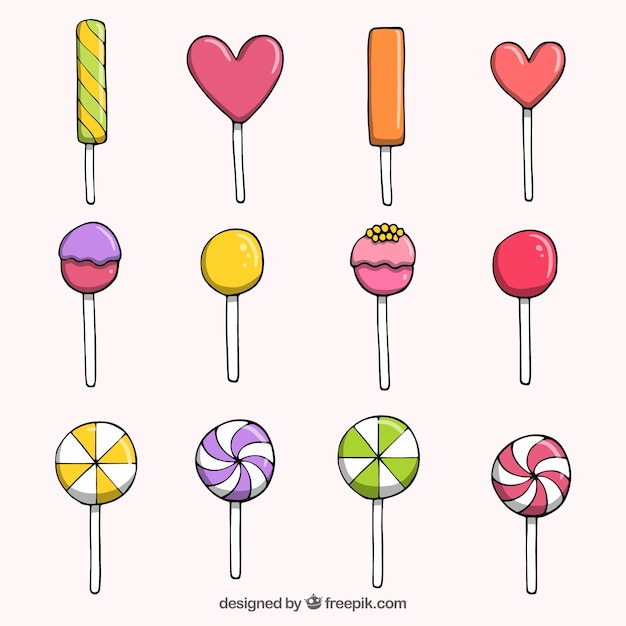 Free Vector colorful candies collection in hand drawn style