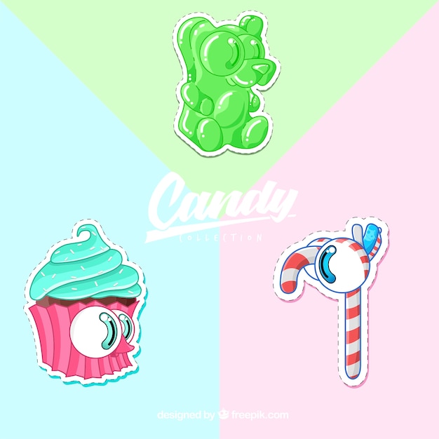 Colorful candies collection in hand drawn style