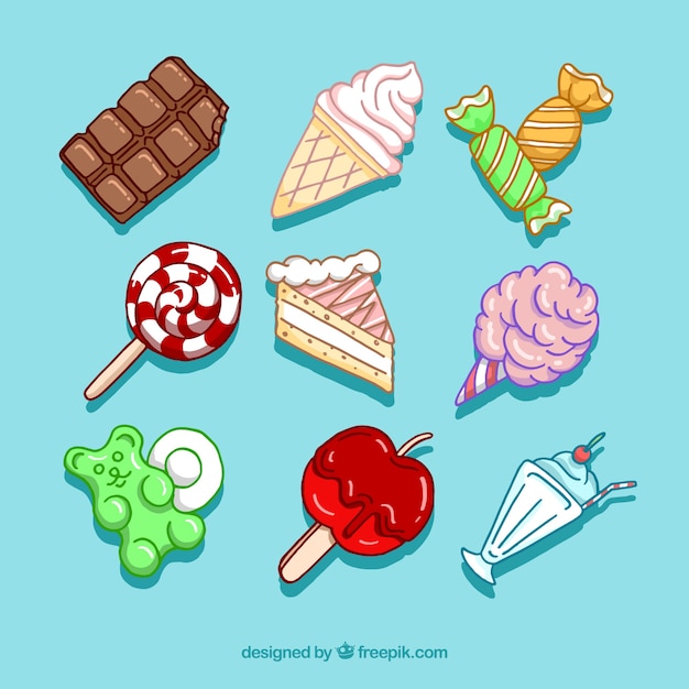 Free Vector colorful candies collection in hand drawn style