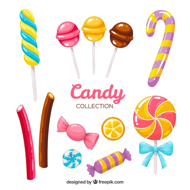 Free Vector colorful candies collection in hand drawn style