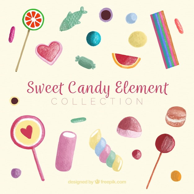 Free vector colorful candies collection in hand drawn style