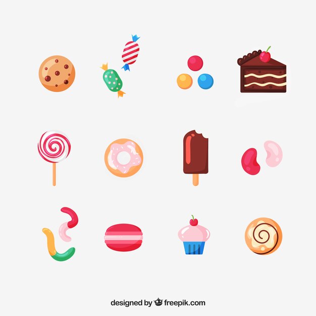 Colorful candies collection in hand drawn style