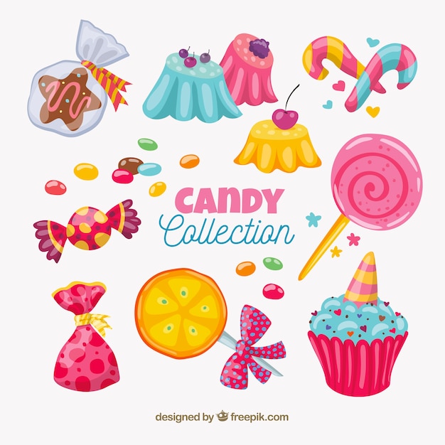 Free Vector colorful candies collection in hand drawn style