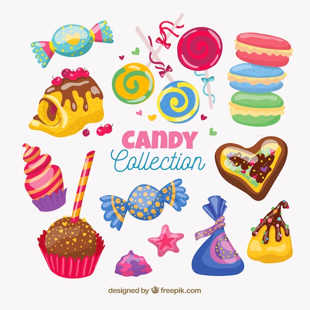 Free Vector colorful candies collection in hand drawn style