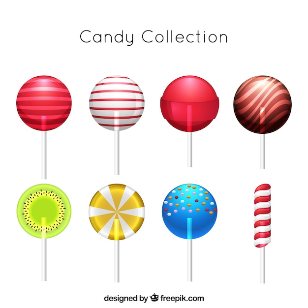 Free Vector colorful candies collection in realistic style