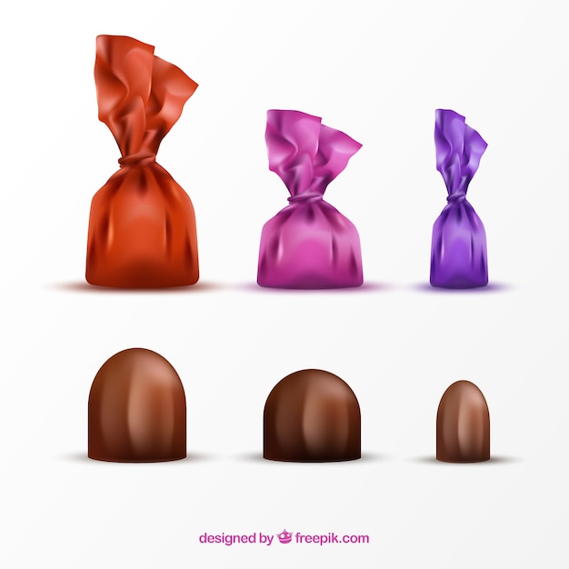 Colorful candies collection in realistic style