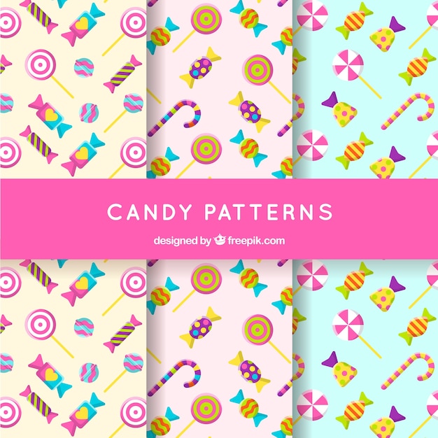 Free Vector colorful candies patterns collection in flat style