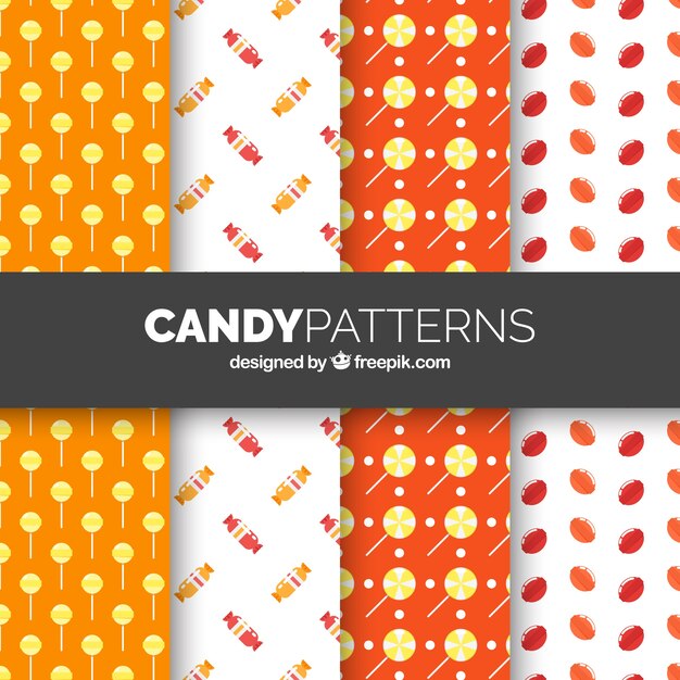 Colorful candies patterns collection in flat style