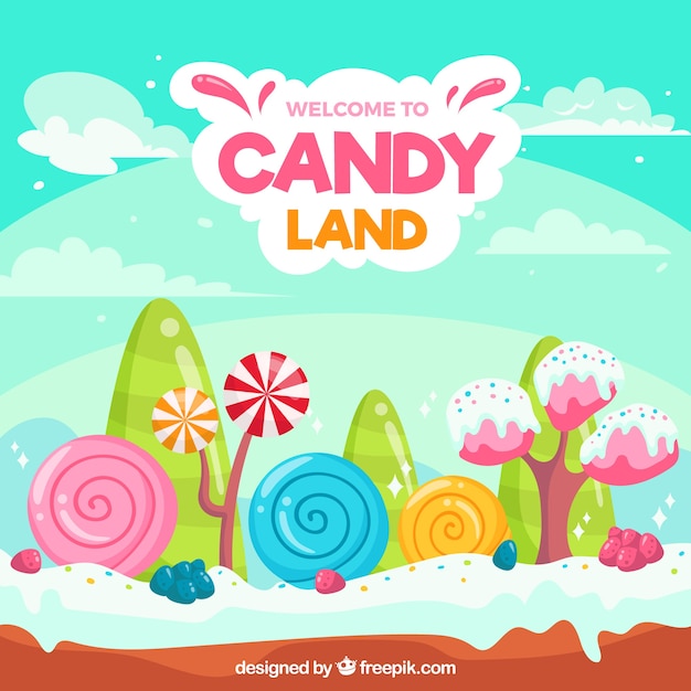 Colorful candy land background 