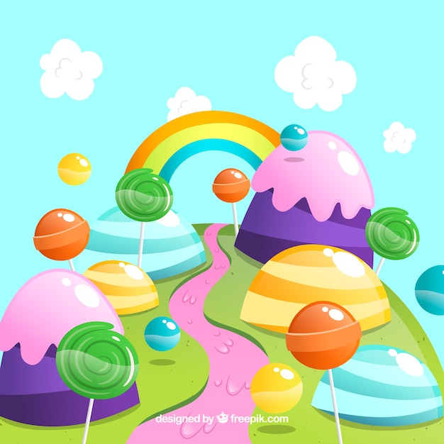 Free Vector colorful candy land background 