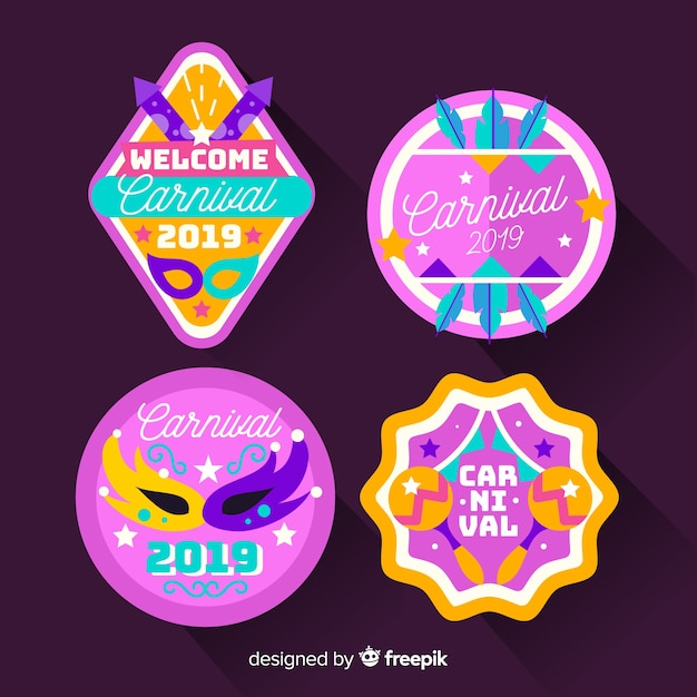 Colorful carnival badge set