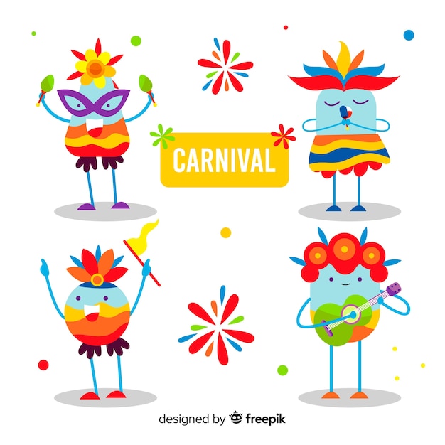 Free vector colorful carnival character collection