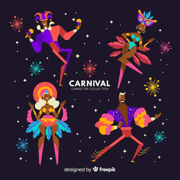 Colorful carnival dancers collection