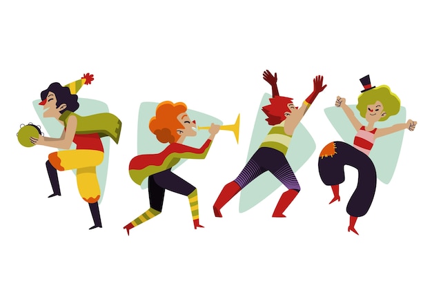 Free Vector colorful carnival dancers collection