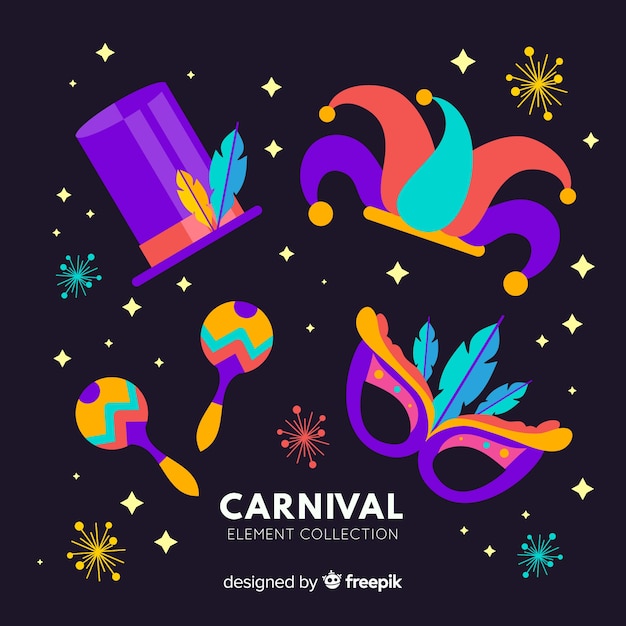 Colorful carnival elements set