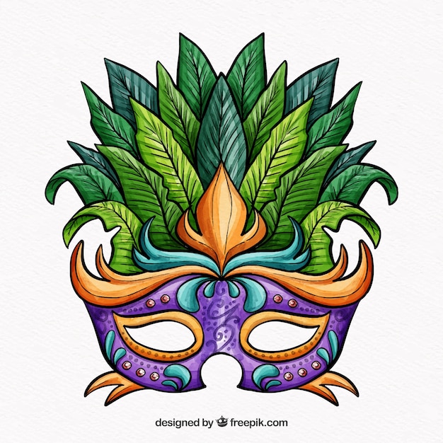 Colorful carnival mask with leaves