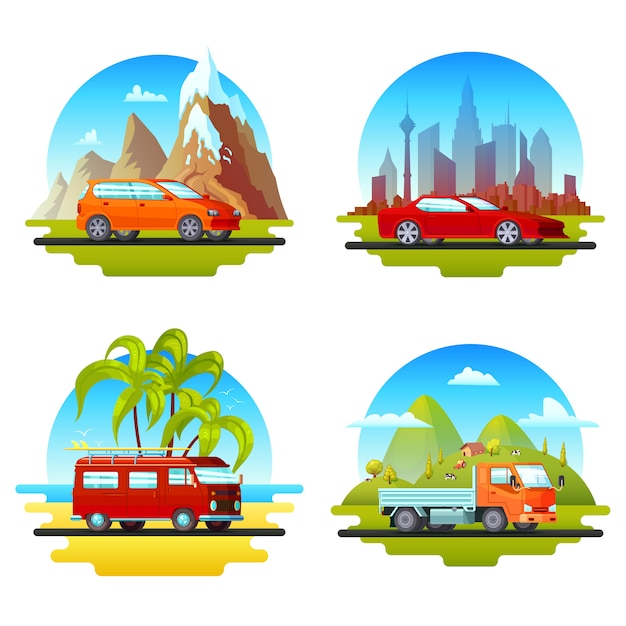 Free Vector colorful cars set