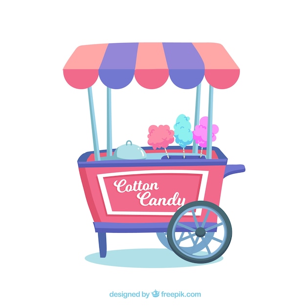 Colorful cart selling cotton candy