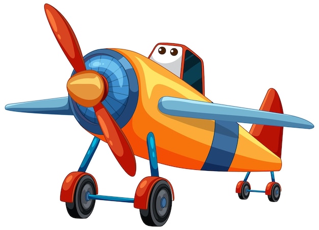 Free vector colorful cartoon airplane with eyes