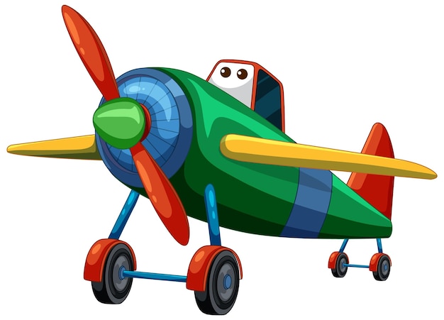 Free vector colorful cartoon airplane with friendly face