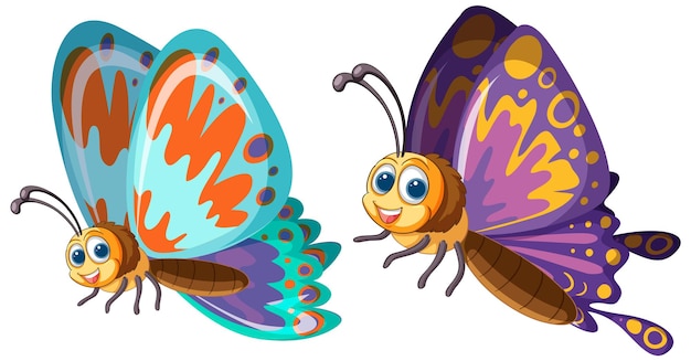 Free vector colorful cartoon butterflies illustration