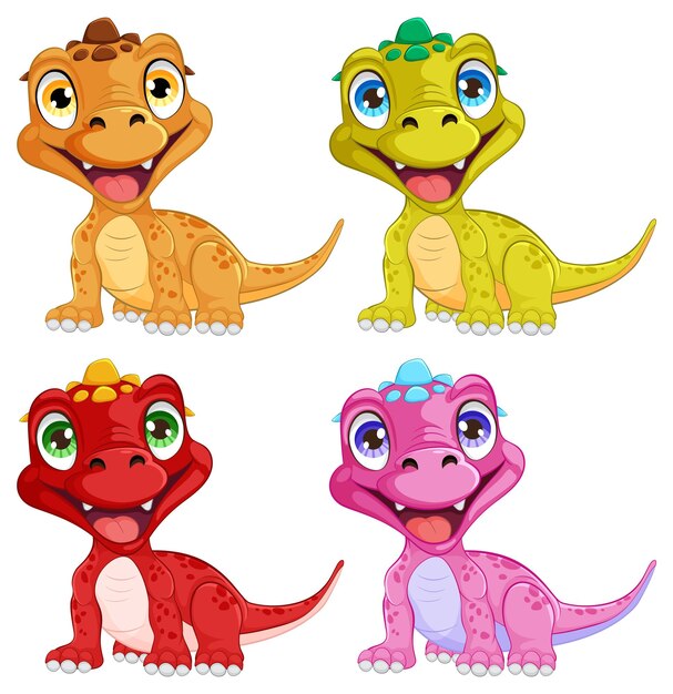 Colorful Cartoon Dinosaur Friends