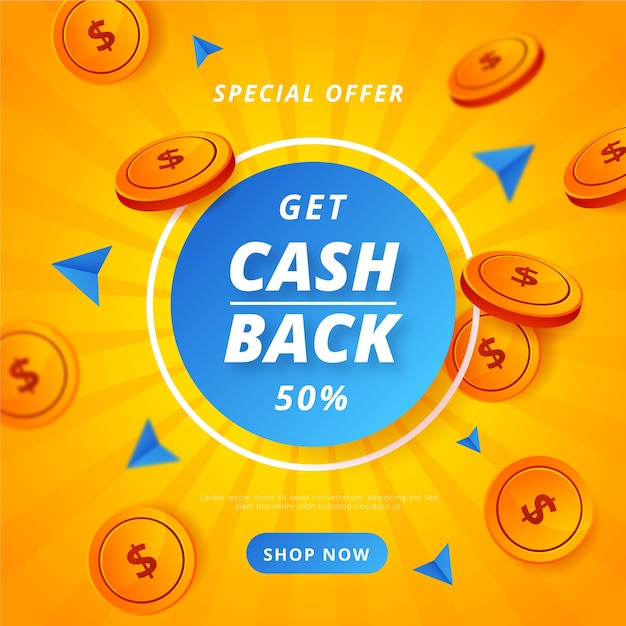 Colorful cashback concept with coins