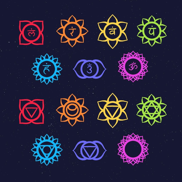 Free Vector colorful chakras illustrations collection