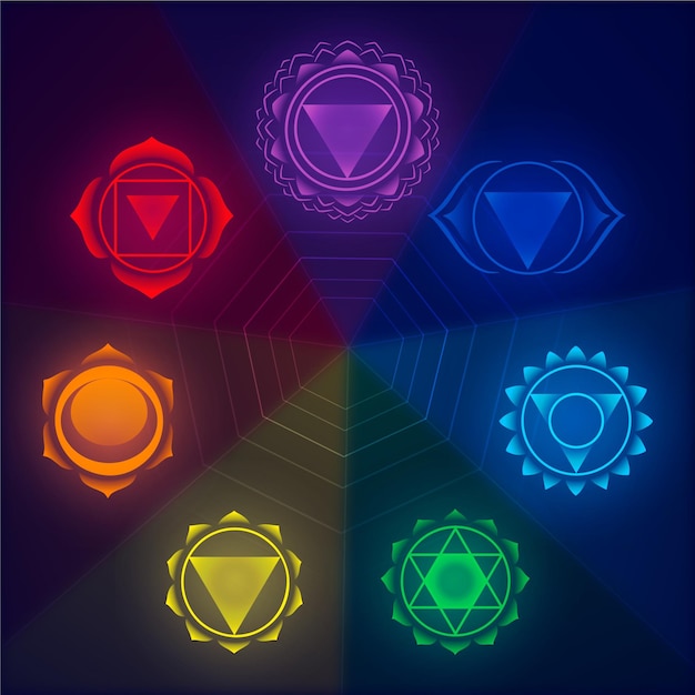 Free Vector colorful chakras set