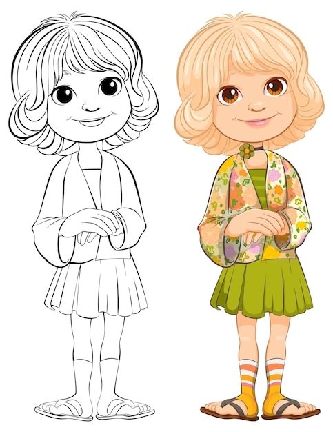 Free Vector colorful childhood from sketch to illustration