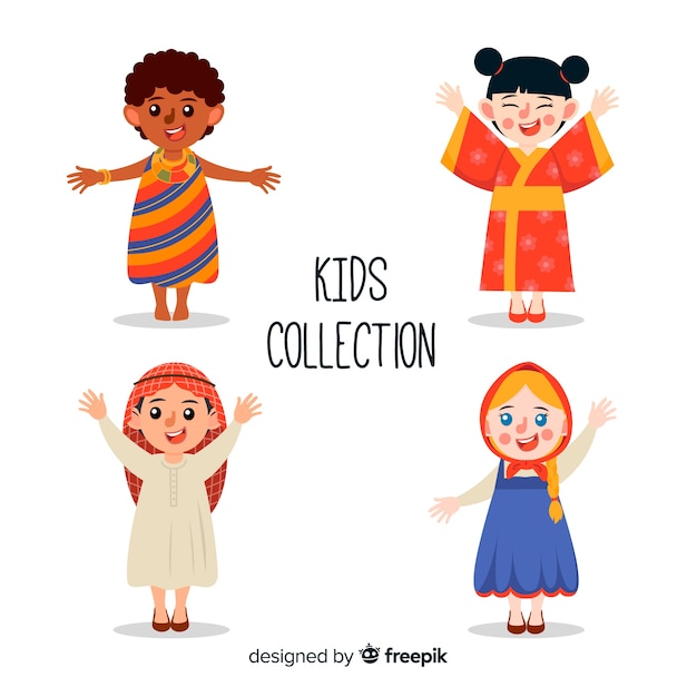 Colorful children collection with flat design