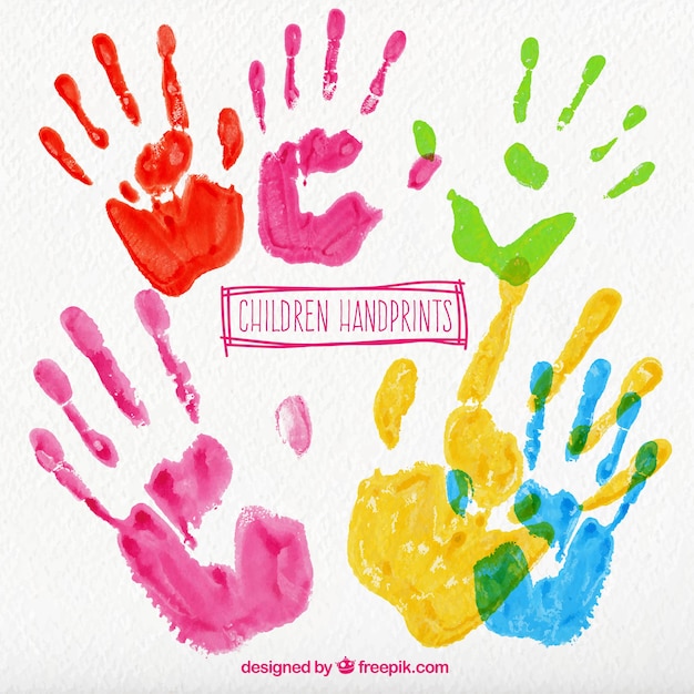 Free vector colorful children handprints